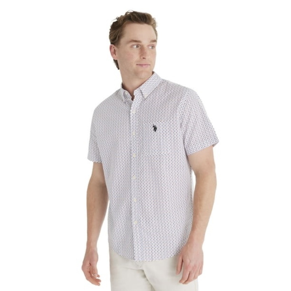 U.S. Polo Association Men’s Short Sleeve Buttondown Shirt in Engine Red Size XL